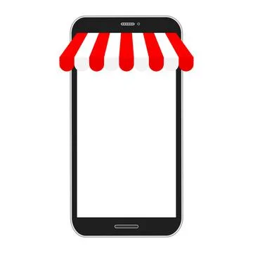 Smartphone mockup with store awning. 스톡 일러스트
