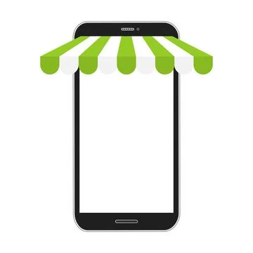 Smartphone mockup with store awning. Stock Illustration
