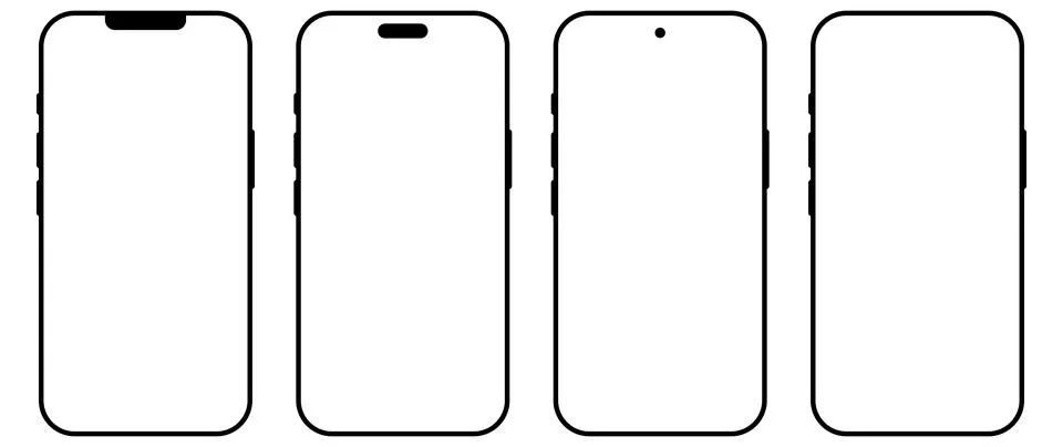 Smartphone mockup vector. Mobile phone screen template. Blank smartphone fr.. 스톡 일러스트