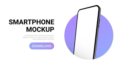 Smartphone mockup vector screen cell phone 3d. Smart phone mockup background Stock Illustration