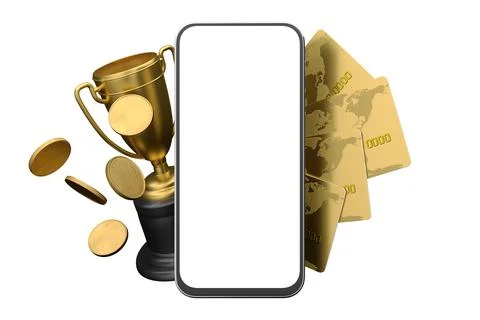 Smartphone mockup with white screen for your design. Online casino win concep Stock Illustration