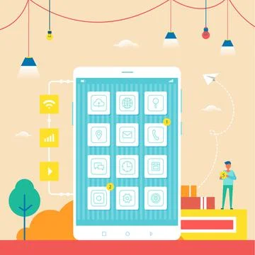 Smartphone Model Development Promotional Poster Illustration