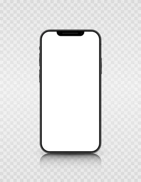 A smartphone model with a white screen. Realistic 3D mobile phone with shadow on Illustrazione stock