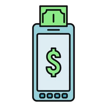 Smartphone with money, mobile payment, digital banking concept Stock Illustration