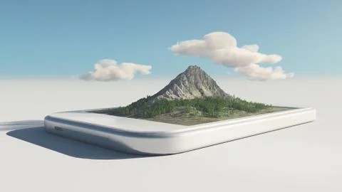 A smartphone with mountain Stock Illustration