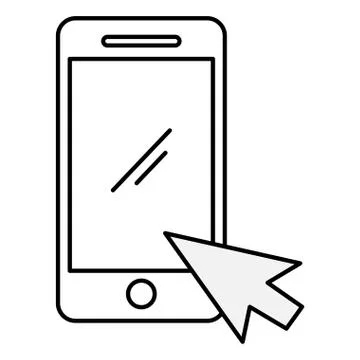 Smartphone with mouse cursor 库存插图