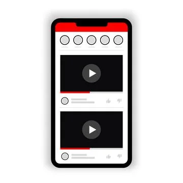 Smartphone with multimedia player app design. Mobile video player elements for イラスト素材