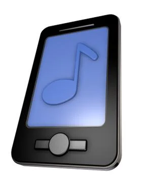 Smartphone with music note on display - 3d illustration Stock Illustration