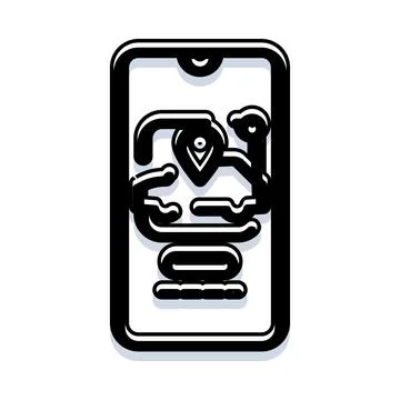 Smartphone navigating with gps map location pin icon Illustration