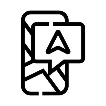 Smartphone navigating route with location arrow bubble icon Stock Illustration