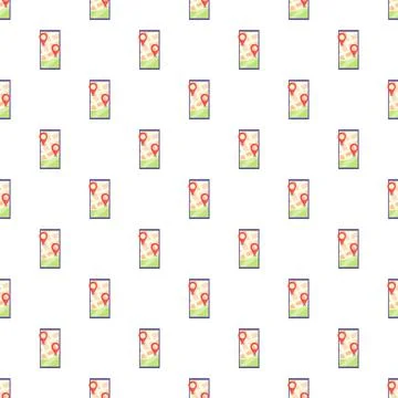 Smartphone navigation app with map location pin seamless pattern Stock Illustration