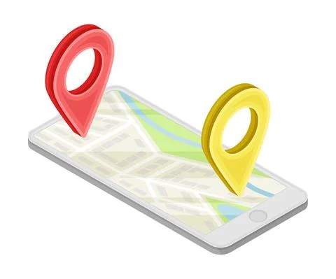 Smartphone with Navigation Application Showing Route as Smart City Isometric Stock Illustration
