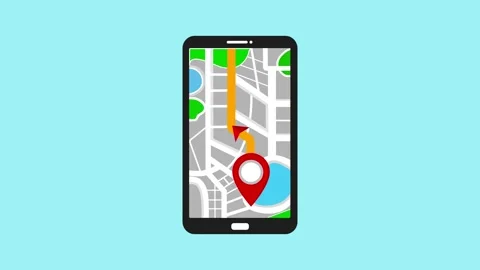Smartphone Navigation Map Animation, Animated of a smartphone displaying a .. Vidéo 317855074
