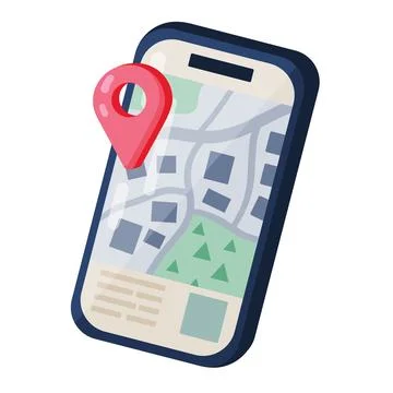 Smartphone Navigation Map Pin Locator App Stock Illustration