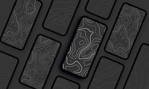 Smartphone Navigation Screen Topography App Mockup Template Stock Illustration