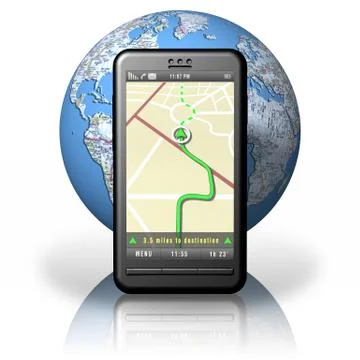Smartphone  navigation system maps - 3D illustration. Stock Illustration
