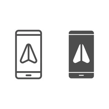 Smartphone with navigator line and solid icon, Navigation concept, gps Stock Illustration
