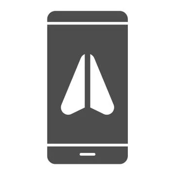 Smartphone with navigator solid icon, Navigation concept, gps navigation sign on 스톡 일러스트