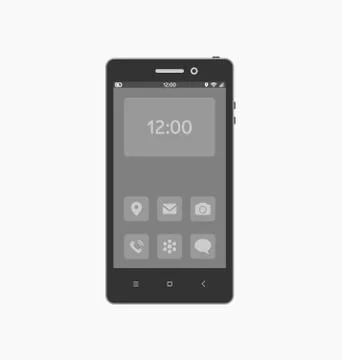 Smartphone with necessary application icons on screen. Stock Illustration
