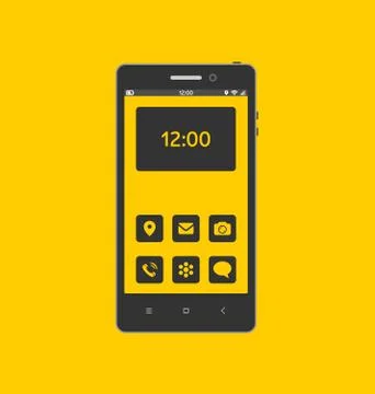 Smartphone with necessary application icons on screen. Stock Illustration