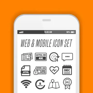 Smartphone with necessary application icons on screen. Flat Eps10 Vector. Stock Illustration
