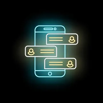 Smartphone with neon chat messages flowing Stock Illustration