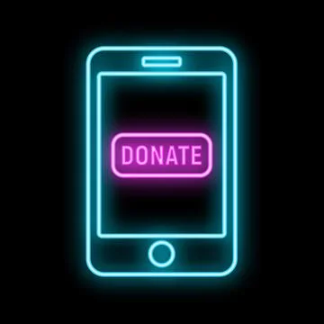 Smartphone with neon donate button for online giving Stock Illustration