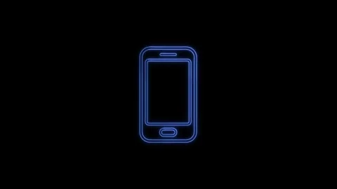 Smartphone neon light animation on black background seamless loop footage. Stock Footage 346292711