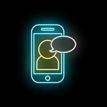 Smartphone with neon message chat icon glowing Stock Illustration