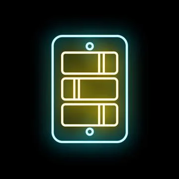 Smartphone with neon sliders controlling app settings Stock Illustration