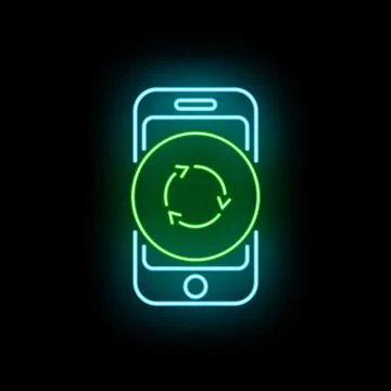 Smartphone with neon update refresh arrow icon Stock Illustration