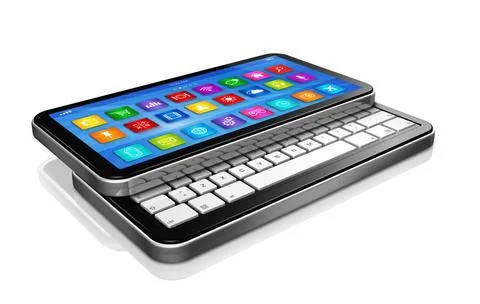 Smartphone, Netbook - apps icons interface 3D smartphone, Netbook - apps i... Foto stock