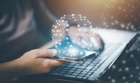 Smartphone with network and data exchanges over the world 3D rendering, Metav Stock Photos