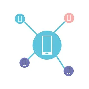 Smartphone network communication Stock Illustration