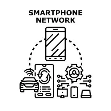 Smartphone network connecting modern smart technical devices イラスト素材