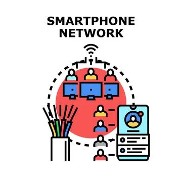 Smartphone network connecting users with digital technology Illustration