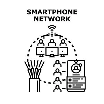 Smartphone network connecting users with digital technology Stock Illustration