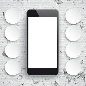 Smartphone Network Data Black App Circles Stock Illustration