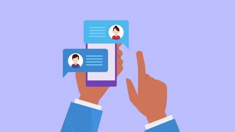 Smartphone new message, Chatting and sending messages 2d with Alpha Matte Stock Footage 345548484