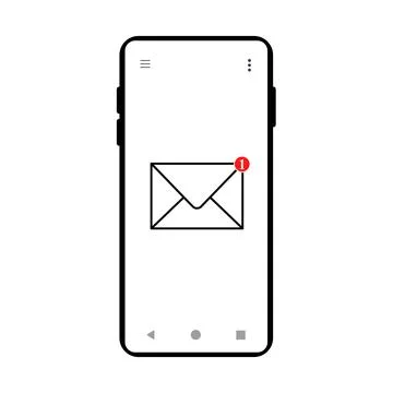 Smartphone with New Message Notification Icon Vector Illustration Stock Illustration