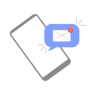 Smartphone with a new message on the screen. Chat, sms,, instant messaging Stock Illustration