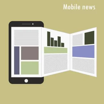 Smartphone with news applications on the screen Stock Illustration