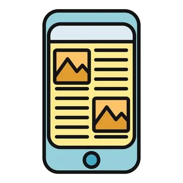 Smartphone with news feed content interface on screen Stock Illustration