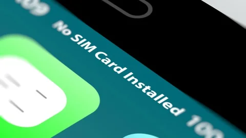 Smartphone with "No SIM Card Installed" Warning Stock Footage 123792191