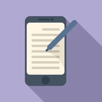 Smartphone notepad icon flat vector. Online smart Illustrazione stock