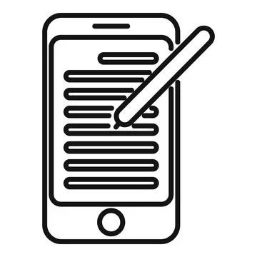 Smartphone notepad icon outline vector. Online smart Illustrazione stock