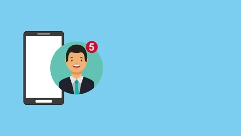 Smartphone with notification bubble showing business man profile on blue ba.. Stock-Footage 333426084