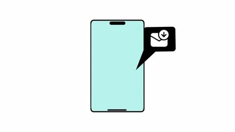 Smartphone with a notification icon on a speech bubble on white background. Stock Illustration