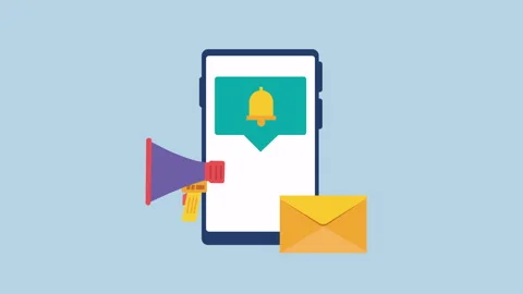 Smartphone with notification message alert 2d Animation with Alpha Matte Stock Footage 335608034