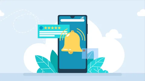 Smartphone with notification. New email message on the phone. 2d flat animation. Stock Footage 247196433